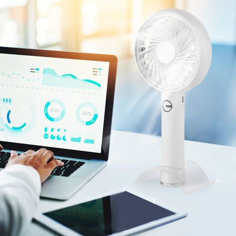 Mini ventilateur de bureau silencieux et puissant pour téléphone, rechargeable par USB, blanc. (1/5)