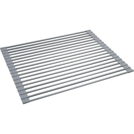 Séchoir à Vaisselle Enroulable, Égouttoir à Vaisselle Enroulable Égouttoir Grille Séchage, Séchoir à Vaisselle Roll-Up en Acier Inoxydable Pliable Évier Égouttoirs de Cuisine, 5232cm, (1/5)