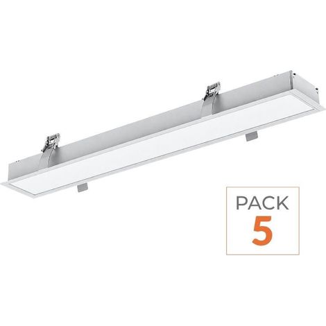 Réglette Encastrable LED 120cm 35W Blanc (Lot de 5) - Blanc Froid 6000K - 8000K - SILAMP (1/2)