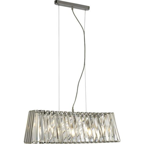 Suspension TIARA 4L métal chrome avec cristal Verre Rectangle Lg 67cm haut 150cm E14 maxi 4x40w (1/3)