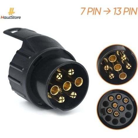 HautStore 7/13 Adaptateur Prise Remorque 7 vers 13 Broches Connecteur Fiche Attelage 7 Pole a 13 Pin (1/4)