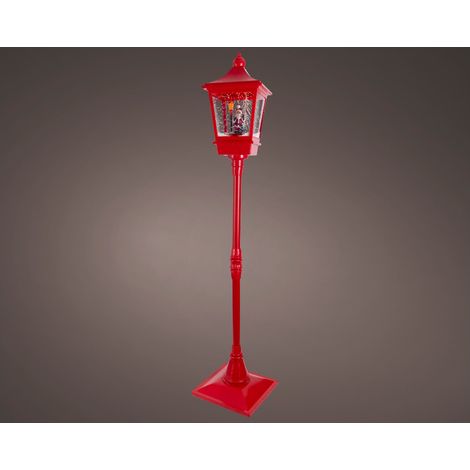 Lampione a LED natalizio, altezza 185 cm, colore rosso e luce bianco caldo. (1/3)