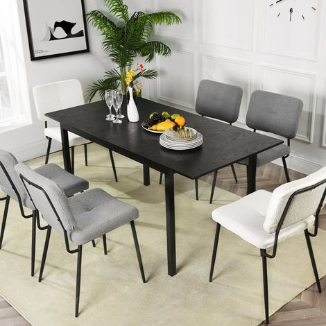Table repas extensible 120-160x80x75 cm décor effet bois noir