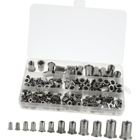 165 pièces Écrous à sertir en acier inoxydable Inserts (1/5)