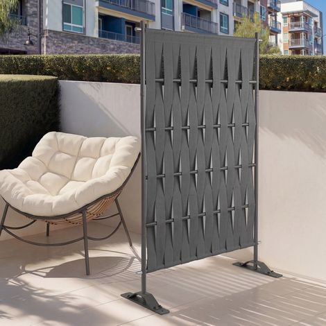 Biombo de exterior, cincha gris, biombo decorativo, 80 x 150 cm, cincha y metal, gris antracita