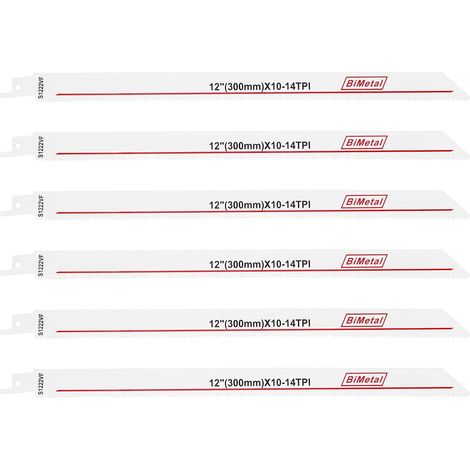 6 x S1222VF 300mm Bi-Metal Reciprocating Saw Blades Compatible with and Compatible with for Wood and Metal (1/5)