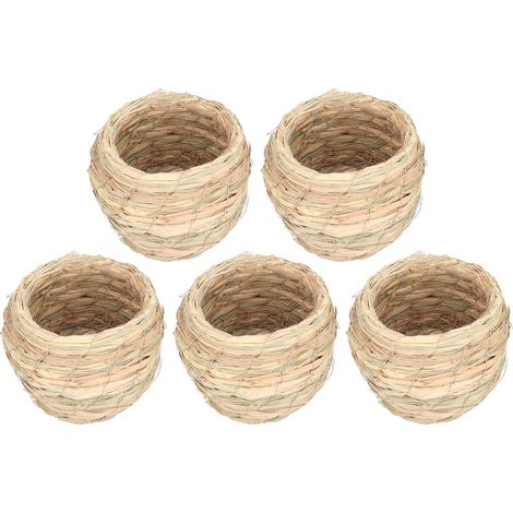 Nid d'oiseau en paille pour cage, protection parfaite, nichoir tissé à la main en herbe naturelle pour perruche, calopsitte, pinson, inséparable, résistant aux intempéries (1/5)