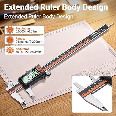 Digital Vernier Caliper 200 mm Rechargeable Digital Caliper Micrometer Stainless Steel Electronic Micrometer for DIY Jewellery Engineering (1/4)