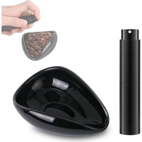 Ensemble doseur à café et flacon pulvérisateur, plateau doseur en céramique, spray antistatique (noir) (1/5)