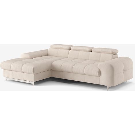 Divano 3 posti con penisola a sinistra e poggiatesta regolabile Tivon - Beige (1/5)