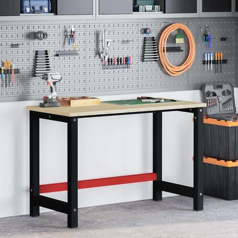 Cadre de banc de travail Métal 120x57x79 cm Noir et rouge (1/5)