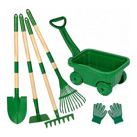 Ensemble de jardin pour enfants avec brouette et outils jouet (1/5)