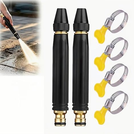 Lot de 2 Embout de Buse d'Arrosage Haute Pression Réglable, Lance Haute Pression avec Adaptateurs Universels, Buse Haute Pression Jet Puissant pour Pelouse, Arrosage et Nettoyage de Voiture (1/5)