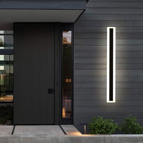 Patio Applique Extérieur LED Étanche à L'extérieur Mur Lumière Lumières de Jardin Métal Moderne IP44 Blanc Chaud Lampe Murale Simplicité Lumières Décoratives pour Cour Porche, Noir,40cm [Classe énergé (1/5)