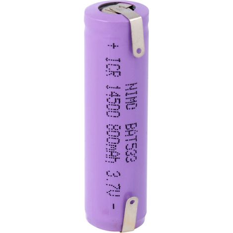 Batterie lithium 3,7V 800mAh – Technologie Li-Ion – Boîtier de contrôle avec cosses à souder – Modèle IRC 14500 - Bat533