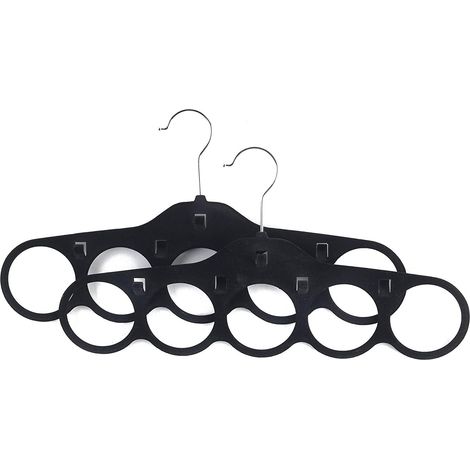 Porte-écharpe - 5 Crochets - Surface Flockée Électrostatiquement - En Plastique ABS et Tissu Non Tissé - 41,5 x 21,5 cm - Lot de 2 (1/5)
