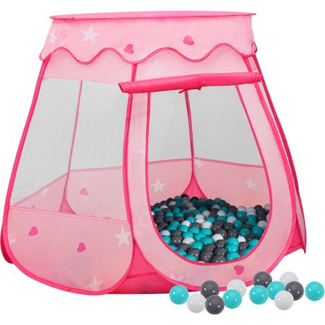 Tente de jeu pour enfants,Tente de fête,Tente de réception avec 250 balles Rose 102x102x82 cm XZZ26580 (1/5)