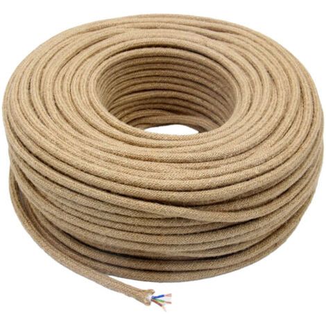 Câble électrique de 10 mètres, câble d'éclairage en lin à 2 conducteurs, câble en cuivre vintage, câble tressé industriel pour lampes suspendues DIY (1/5)