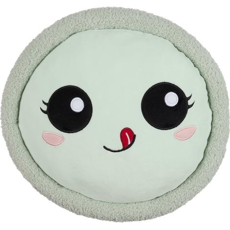 Almohada de peluche con forma de macarrón de poliéster verde (1/4)