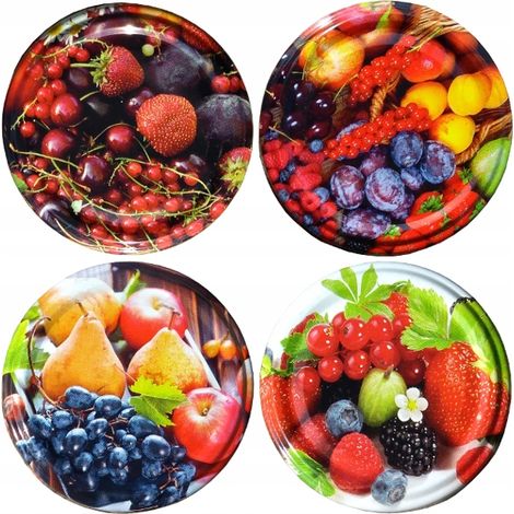 Tapones de rosca para tarros de 66 mm, 4 ganchos, 10 unidades, diseño de frutas