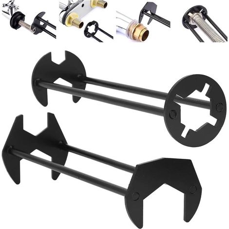 Juego de 2 piezas: llave para grifo, llave para fregadero, 7 tamaños, llave universal para debajo del fregadero, llave hexagonal de cuatro puntas, llave multifuncional para fontanería de cocina y baño (1/5)