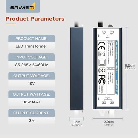 Transformer 220V 12V Power Supply 36W 3A IP67 Outdoor Waterproof Adapter with Plug 220V AC to 12V DC LED Driver Continuous Transformer Power Supply Low Voltage Transfo For Ribbon (1/4)