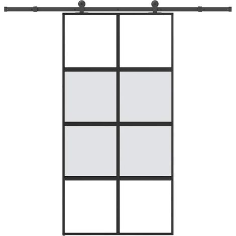 Schiebetür mit Beschlag 102,5x205 cm Hartglas und Aluminium