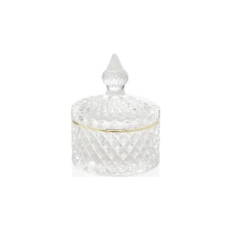ANDREA HOUSE CR19184 Caja Vidrio Diamond/Oro Ø8,5X10Cm - ref: CR19184