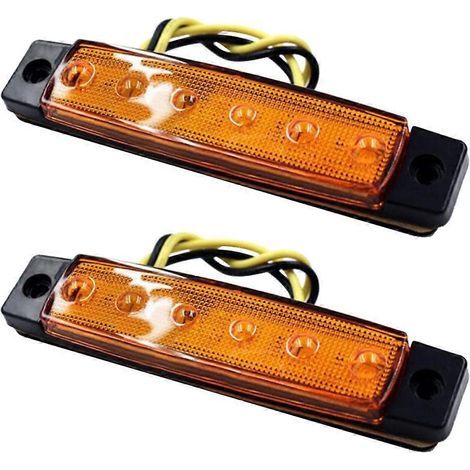 Lot de 2 feux arrière de coffre de remorque à 6 LED 12V, feux de remplacement, clignotants, feux de freinage et feux de position arrière à LED (jaunes)-2pcs-Yellow (1/4)