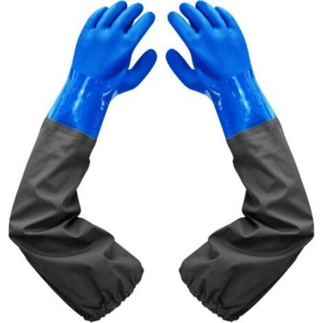 Dépolie Étanche Gants-Allonger Gants en Caoutchouc-Gants de Nettoyage D'étang, 26 inch Doublure Floquante Poignets Élastiques, Pour Industrie chimique Agriculture Pêche Construction (1/5)