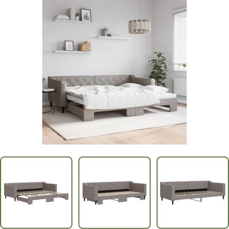 vidaXL Schlafsofa - Tagesbett Ausziehbar Taupe 90x200 cm Stoff (1/5)
