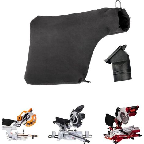 Sac à poussière pour scie à onglet modèle 255, sac à poussière noir 9" avec fermeture éclair et support de fil, avec sortie d'air 02149 (1/3)