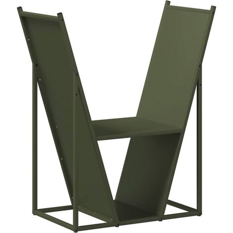 Support à bûches vert olive, 69,5 x 35 x 81 cm