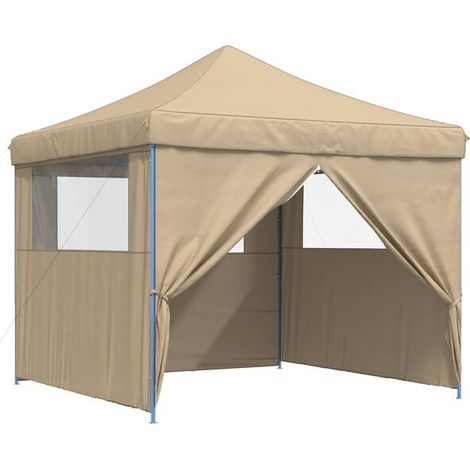 Tente de fête beige 292 x 292 x 315 cm tissu oxford - Tente de réception jardin fête événement extérieur barnum (1/5)