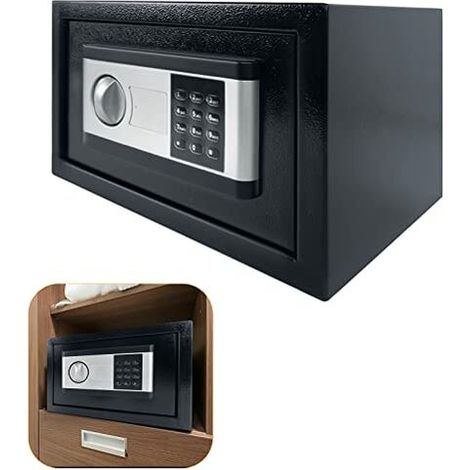 Tresor Safe Doppelstahlbolzen Möbeltresor, elektronischem Zahlenschloss, Tresor für zuhause mit 2 Notfall Tasten（35×25×25CM 22L Schwarz）