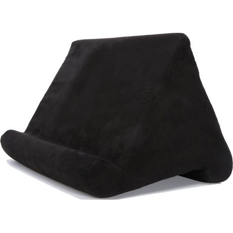 Support de tablette pour lit et bureau – Réglable sous plusieurs angles – Structure en maille – Pour tablette, liseuse, livres et magazines – 27 x 25 x 23 cm – Noir (1/5)