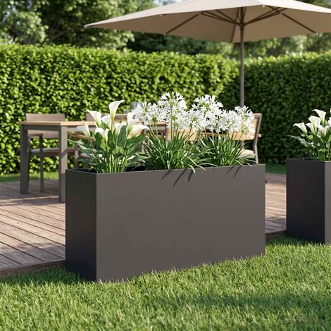 vidaXL Macetero de Jardín Negro 100 x 30 x 50 cm (1/5)