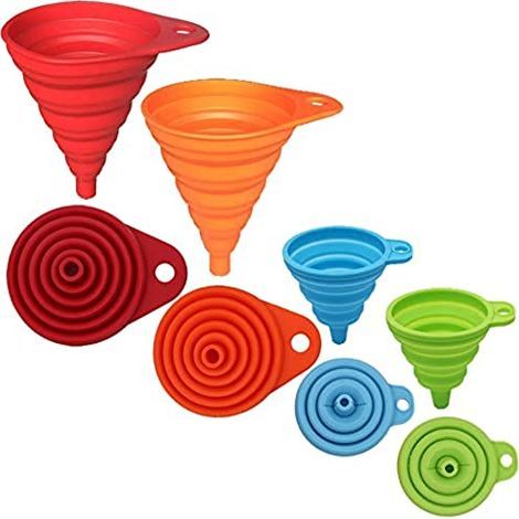 Entonnoir cuisine,4 Pièces Pliable en Silicone,Entonnoir silicone pour Cuisine 2 Tailles D'entonnoir Petit et Grand - (1/5)