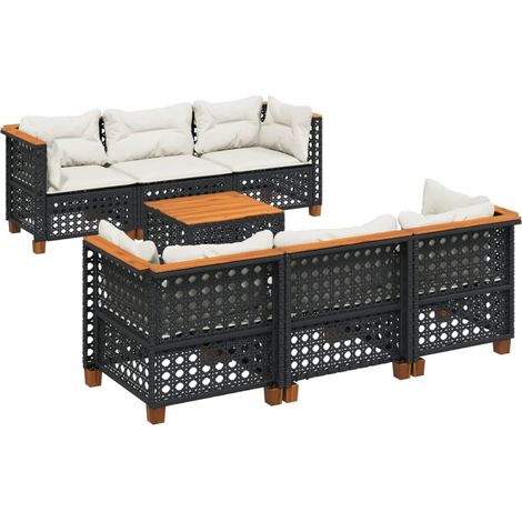 vidaXL Set Divani da Giardino con Cuscini 7pz Nero Polyrattan (1/5)