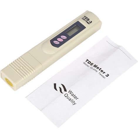 TDS-Wasserqualitätsmessgerät, digitaler Stift zur Messung der Reinheit von 0–9990 ppm, automatische Halte- und Abschaltfunktion, ideal für Umkehrosmoseanlagen, Schwimmbäder und Aquarien, grau (1/5)