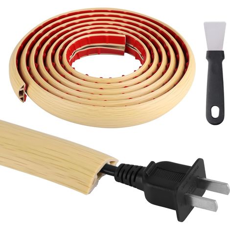 Passe-câbles Flexible pour Sol Autocollant, Protection de câbles de Sol en PVC, Cache-câbles, Passe-câbles, Cache-câbles pour la Maison, Le Bureau, l'entrepôt (Bois d'érable) (1/5)