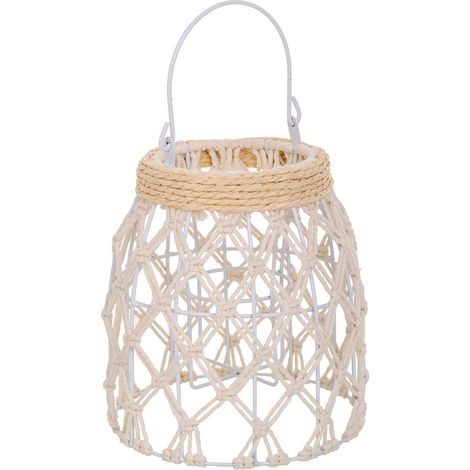 Farol de algodón trenzado y fbira natural blanco d13x20 (1/5)