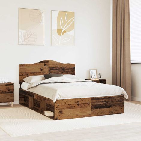 Estructura de cama con cabecera Madera vieja 150 x 200 cm