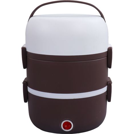 Boîte-repas chauffante électrique 3 couches 250W, cuiseur à riz portable 220V, conteneur isotherme violet UE