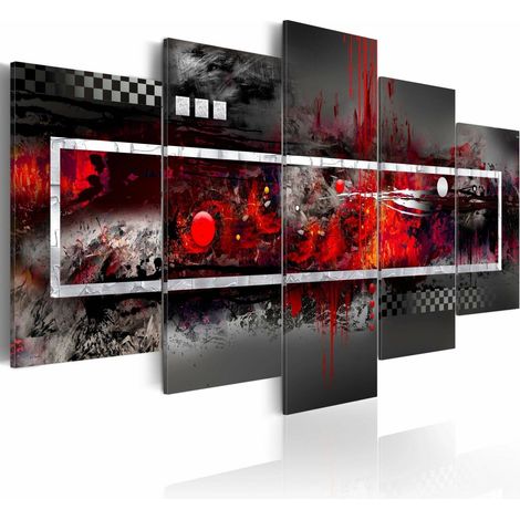 Tableau vision grise avec l'accent rouge - 100 x 45 cm (1/3)