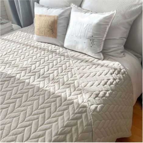 Couvre-lit en microfibre effet tresse 240 x 220 cm Beige (1/3)