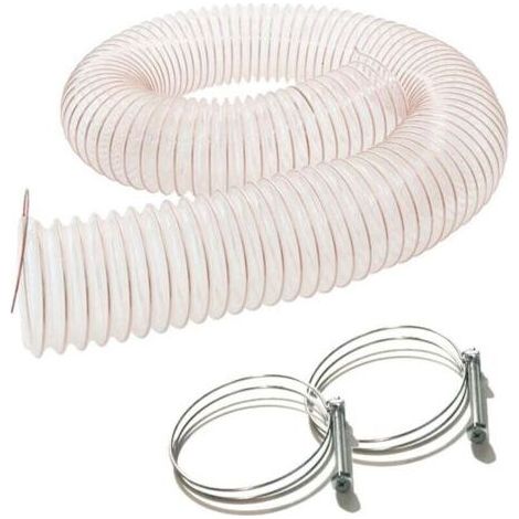 Tuyau Flexible Anti-Statique en Polyuréthane avec Fil d'Acier Cuivré pour Aspiration et Évacuation de Copeaux - Diamètre 100mm, Épaisseur 0.4mm, Longueur 2.5m, avec 2 Colliers de Serrage (1/4)
