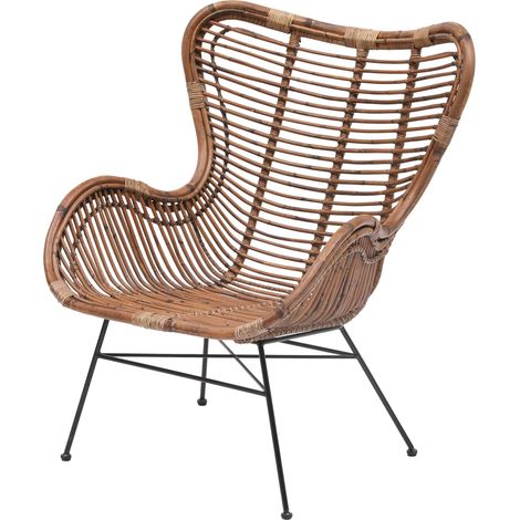 Nordlys - Fauteuil en Metal et Rotin Naturel