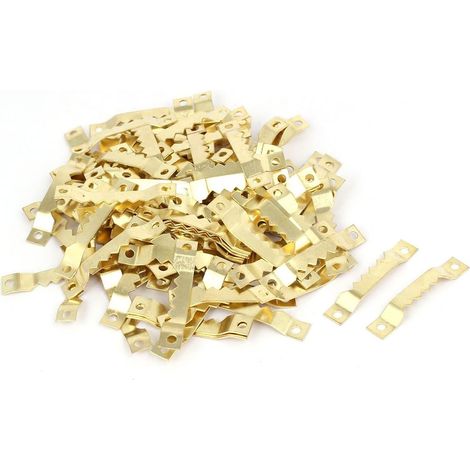 Kreuzstich-Bilderrahmen-Metall-Sägezahn-Aufhänger Goldton 40mmx7mmx4mm 100pcs (80dce841659b669cd69c9 (1/2)