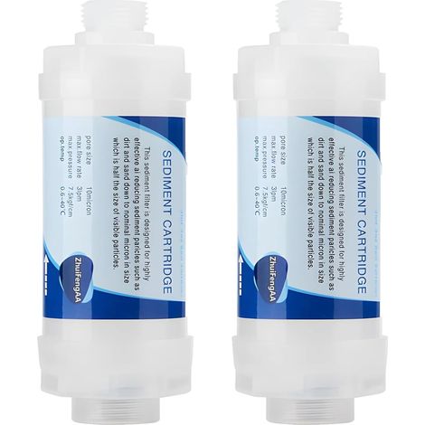 Ortviai Lot de 2 Pré-filtres à Sédiments PP 1/2" (20mm) - Filtre à Eau pour Machine à Laver, Chauffe-eau et Cuisine - Filtration 10 Microns - Protection Anti-Calcaire et Anti-Impuretés